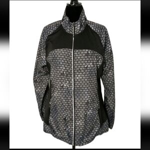 Champion Women's Windbreaker Geometric Gray Black Size XXL Running Lightweight